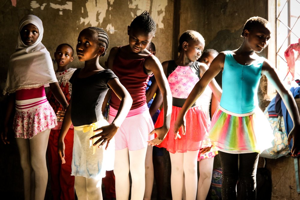 A gymnastics class in the Centre's hall.